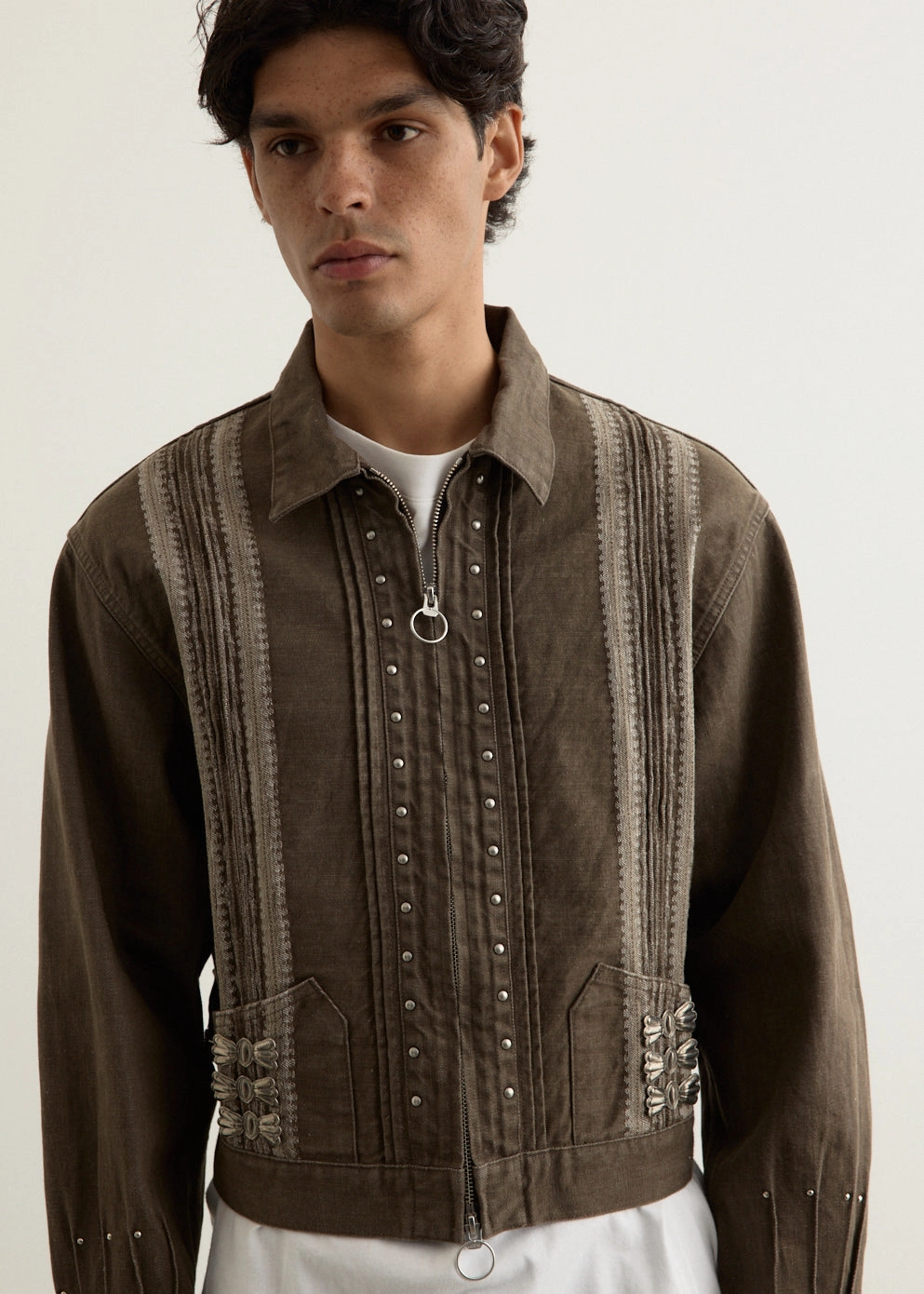 WaterRepellentFabric Insulated Lining 12oz YAGASURI Jacquard Denim Chimayo Drizzler JKT