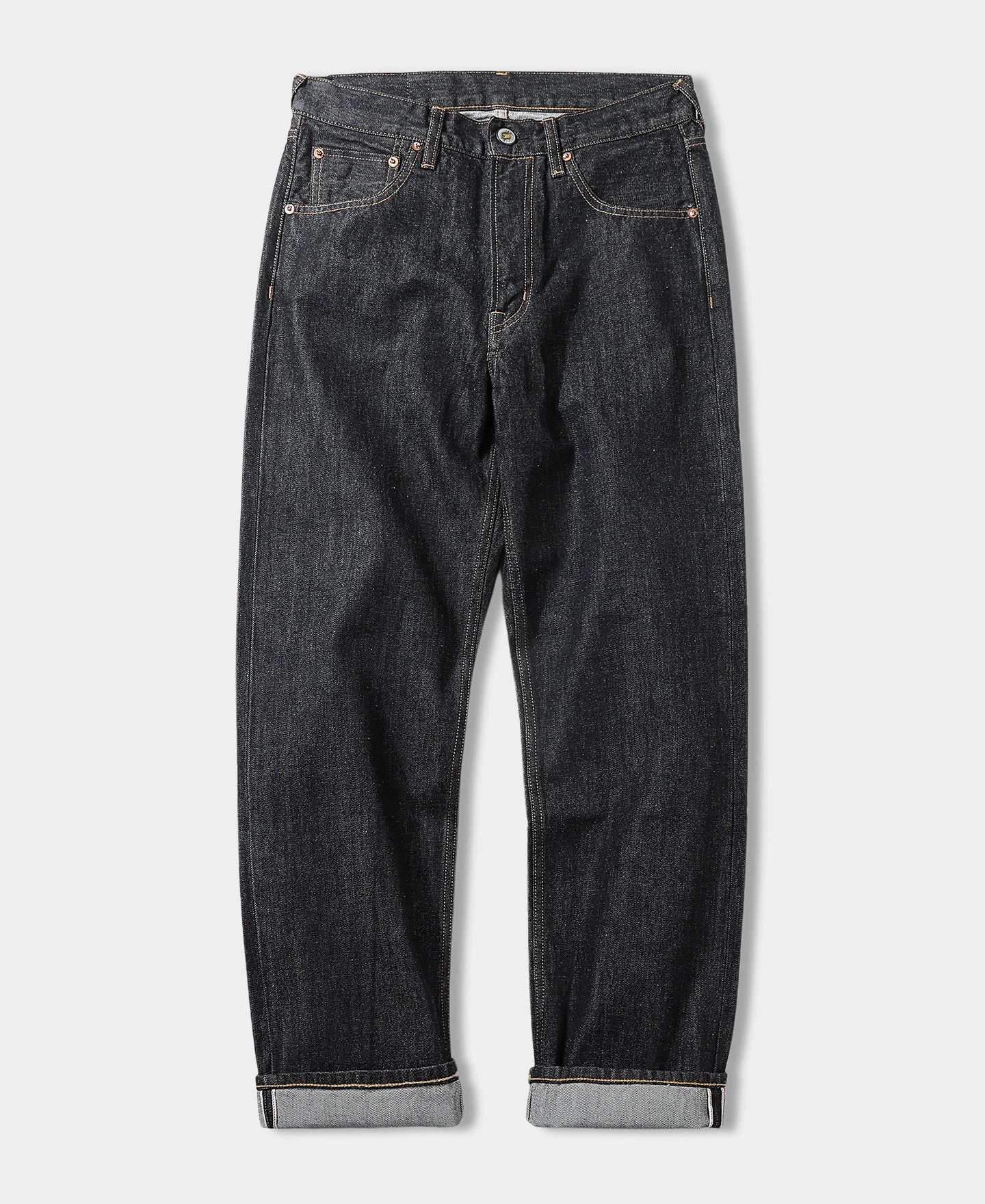 Outfit Routine 14 oz Selvedge Basic Straight-Fit Jeans - Black