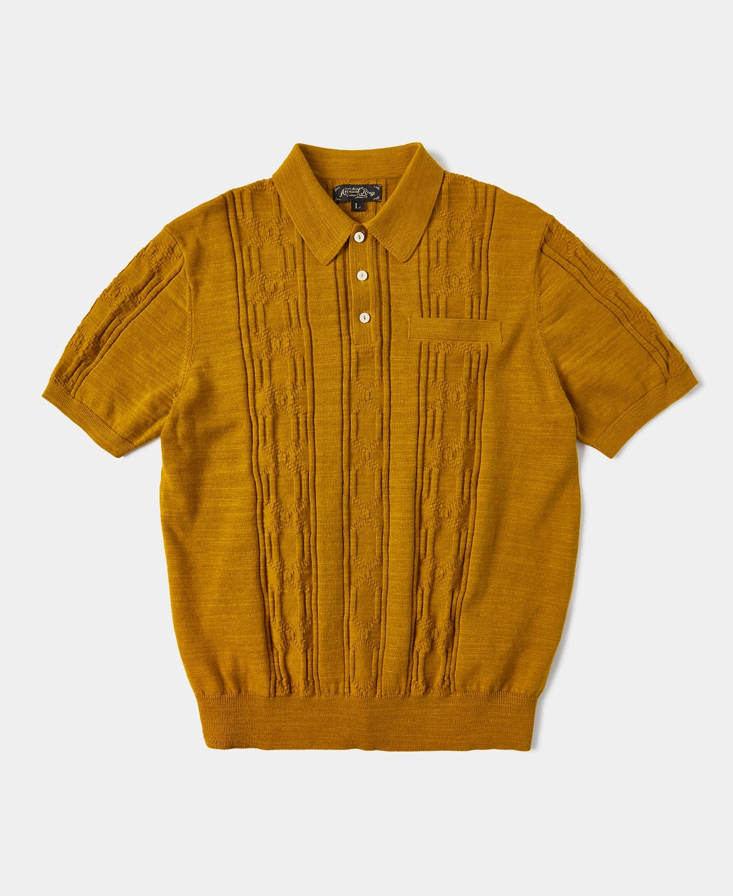 1960s Jacquard Slub Cotton Polo Shirt - Ginger Easy Care
