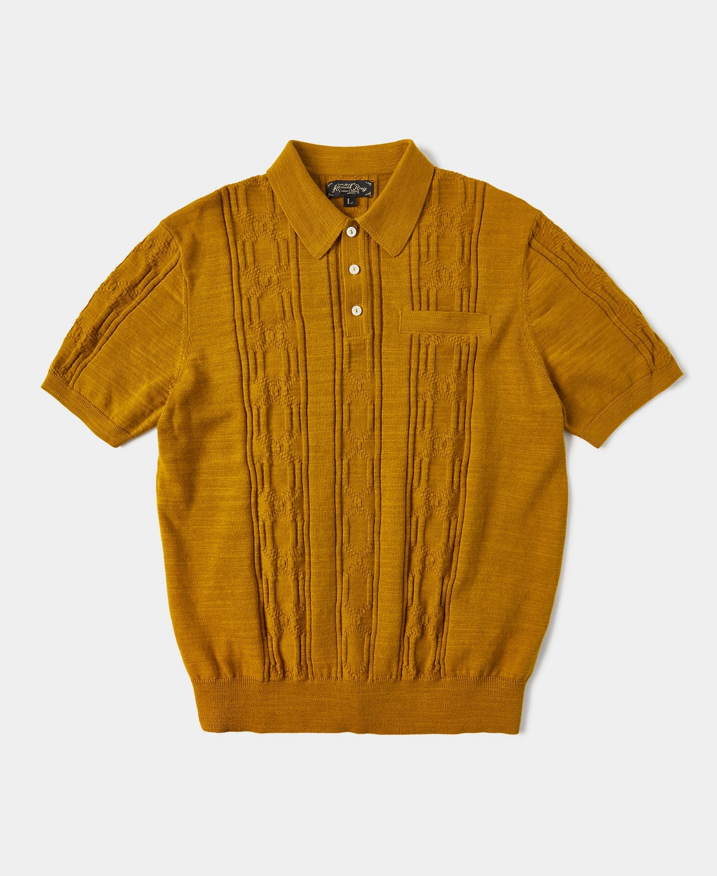 Breathable Stretch 1960s Jacquard Slub Cotton Polo Shirt - Ginger