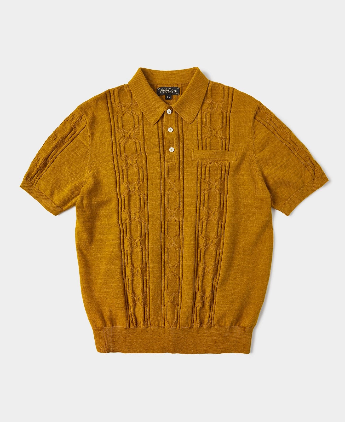 1960s Jacquard Slub Cotton Polo Shirt - Ginger TearResistant Fiber Comfy Apparel
