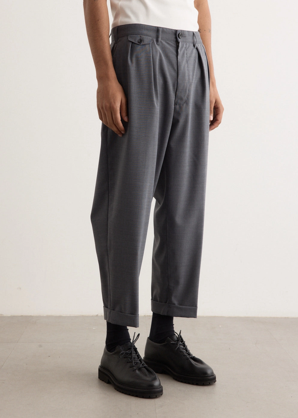 2 Pleats Wool Tropical Pants StretchMaterial
