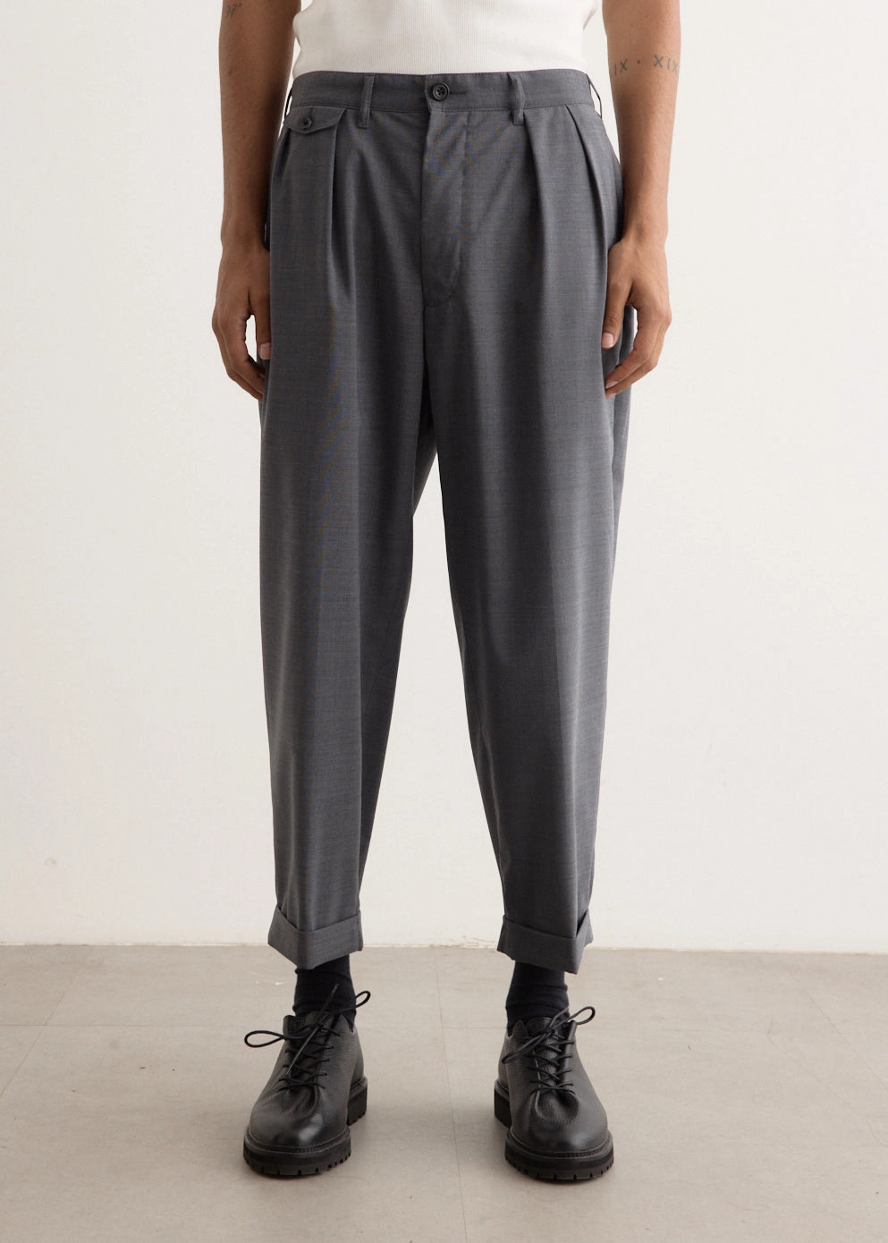 2 Pleats Wool Tropical Pants Slim Fit Wear