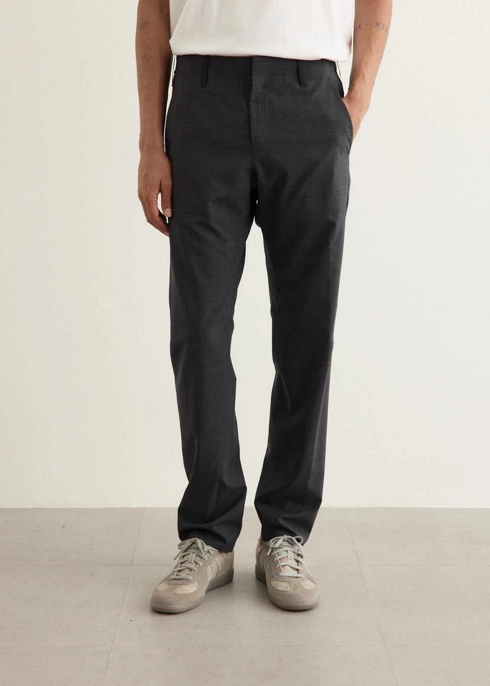 Polished Look Convex Wool Pants