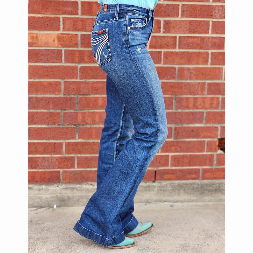 7 For All Mankind Women's Med Wash Silver Stitch Dojo Morning Stroll Evening Stroll Trend Setter Evening Stroll Stretch Breathable