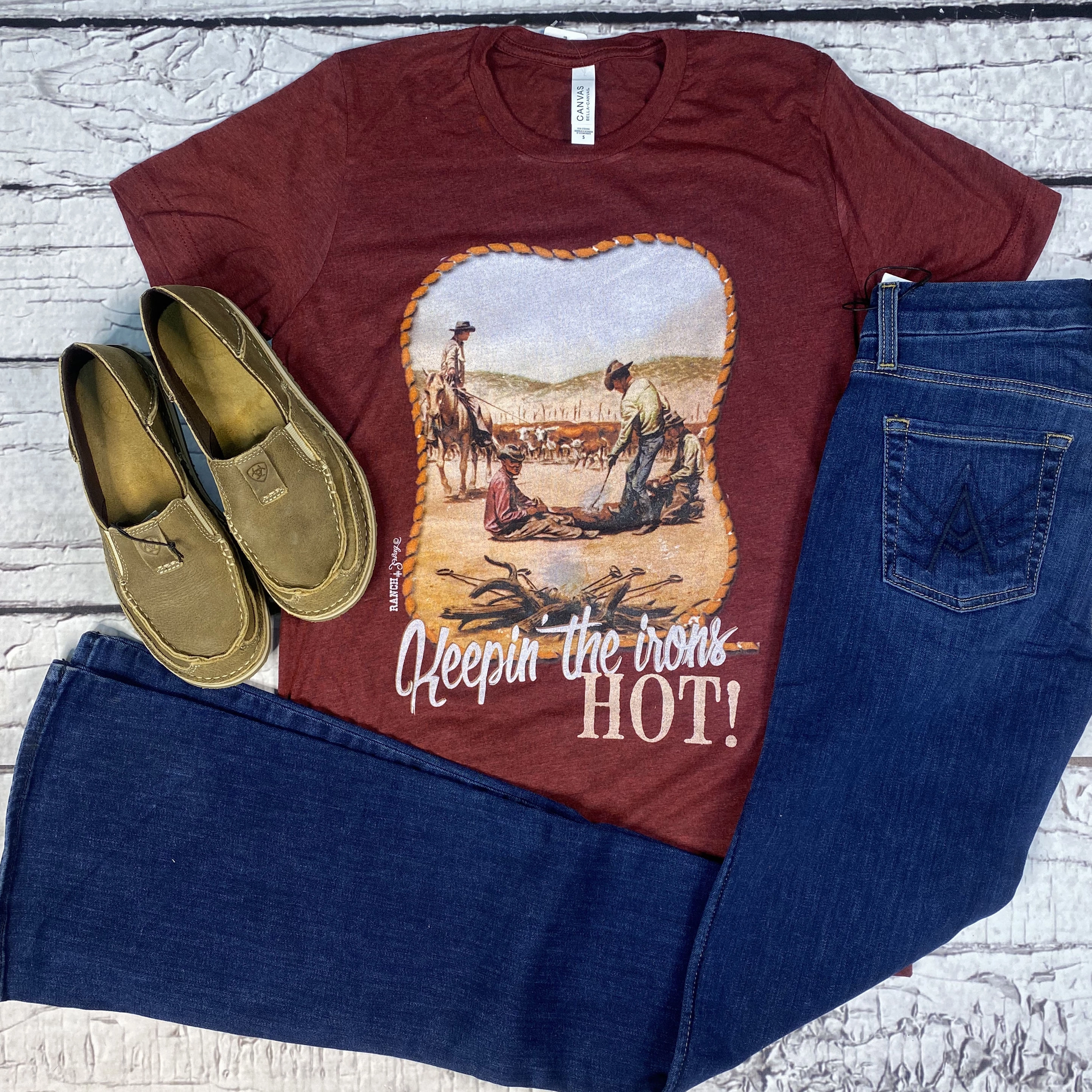 Convertible Neckline Durable Stitching "Keep the Irons Hot" Tee