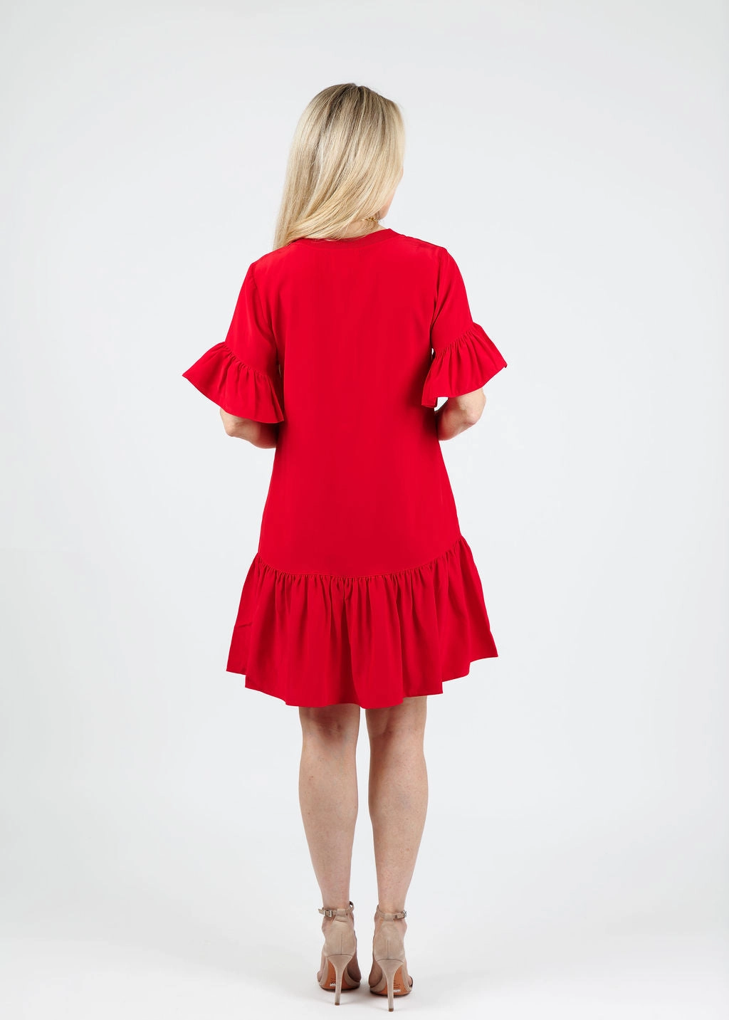 Leilah Dress - Red Sapphire Satin Soft