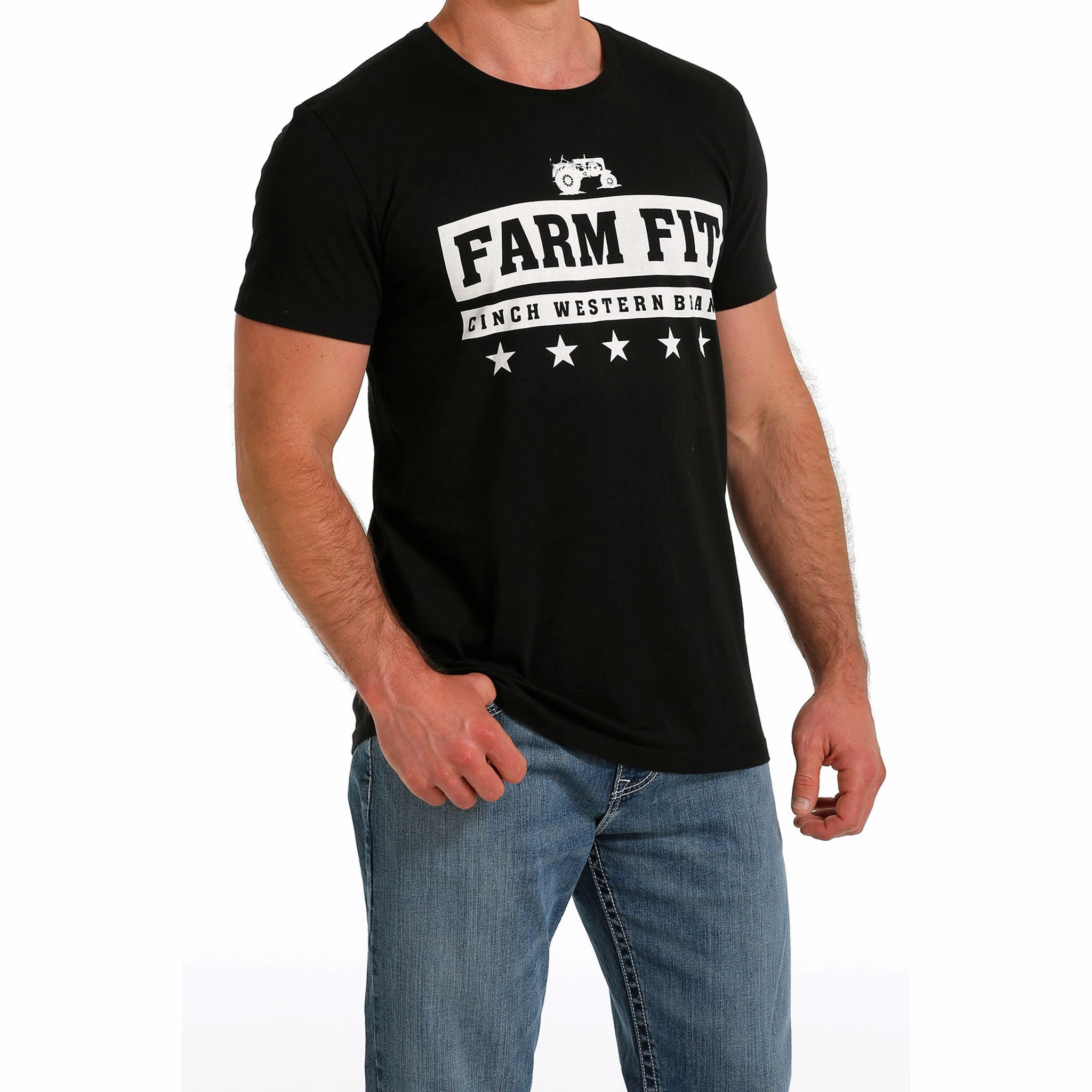Cinch Men's Black Farm Fit Tee Functional Fashion Fitted Shape