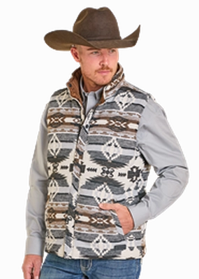 Panhandle Slim Grey & Aztec Reversible Vest Sustainable Packaging