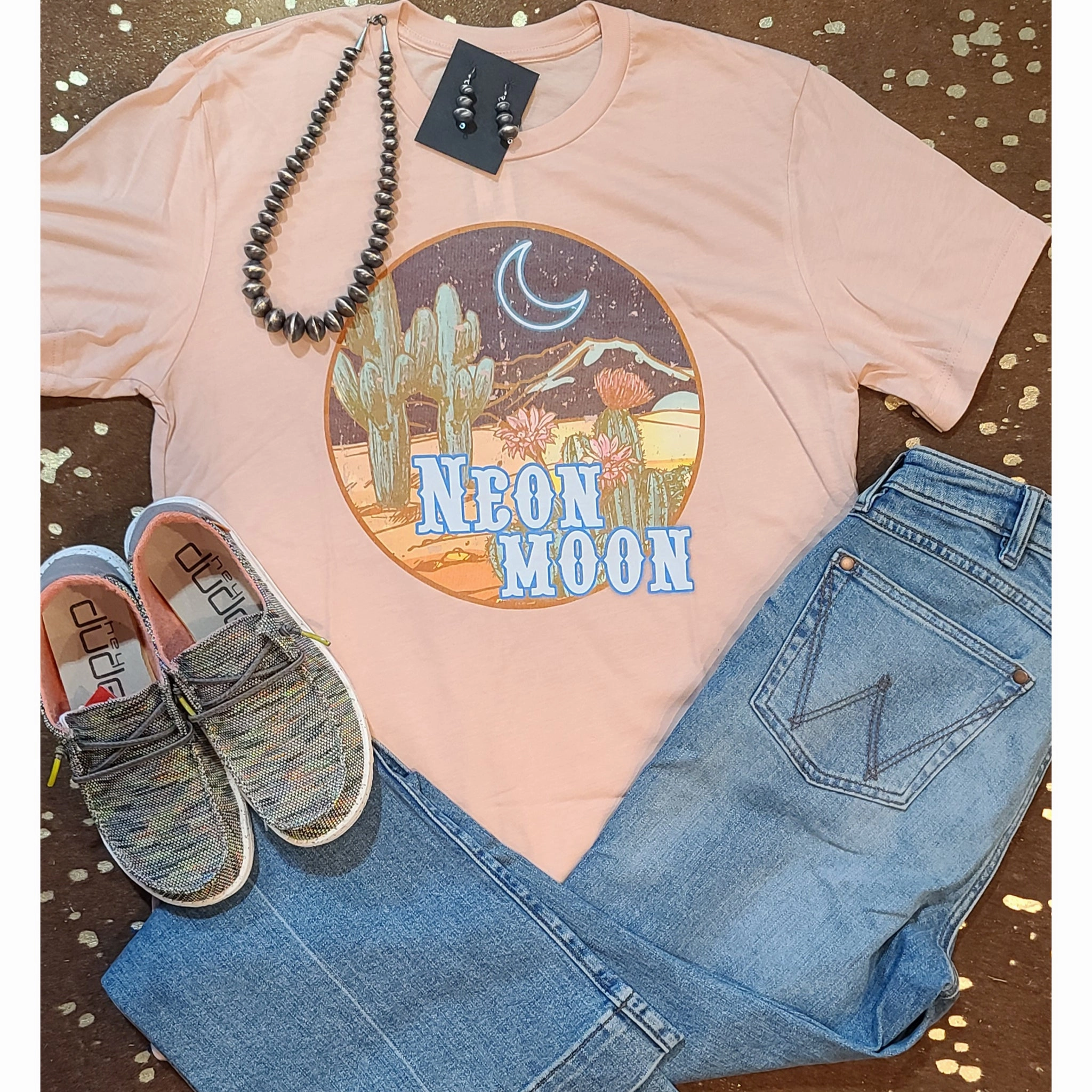 Comfortable Cotton Neon Moon Tee