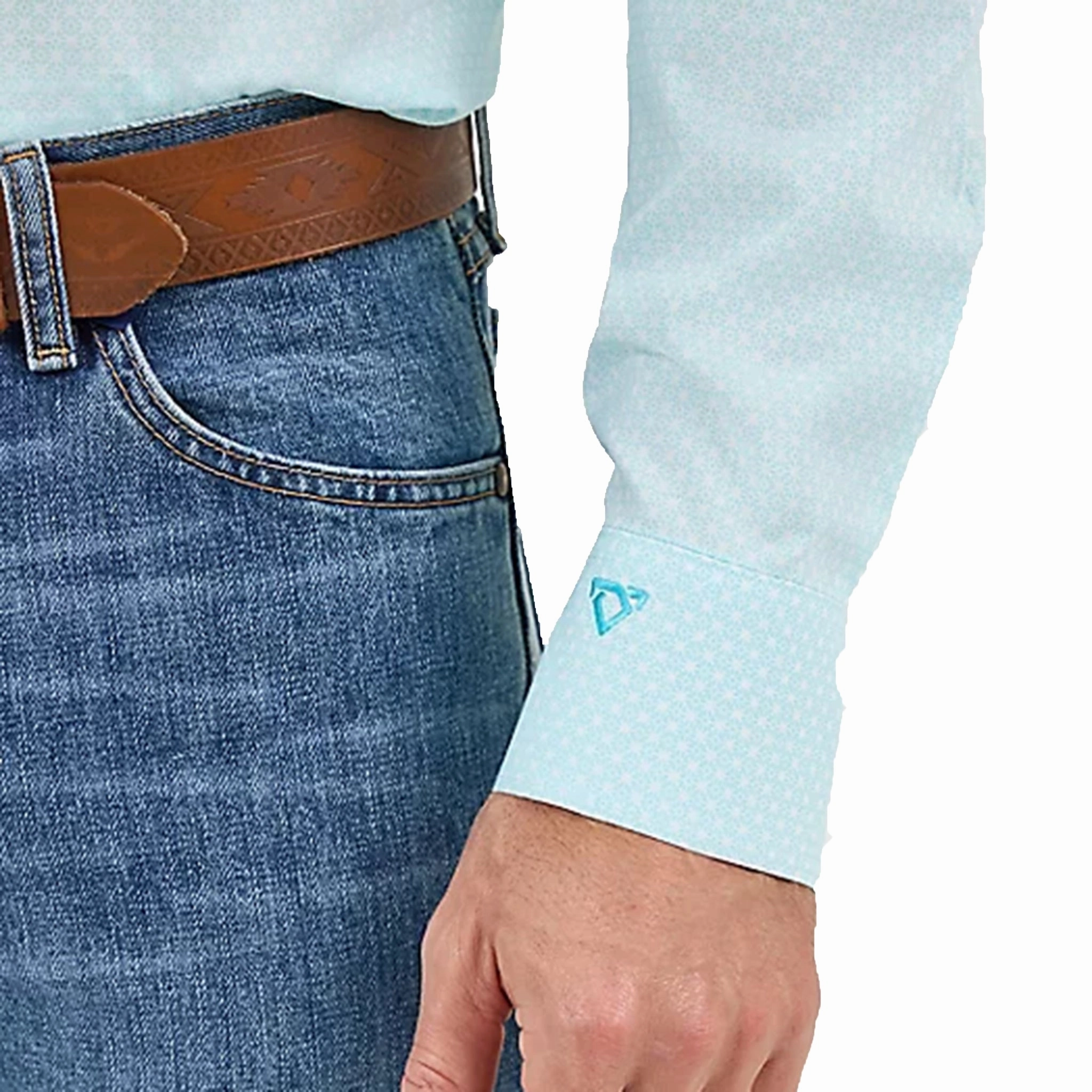 Wrangler Men's Cody Johnson Aqua Blue Long Sleeve Must-Have Item Anniversary Special