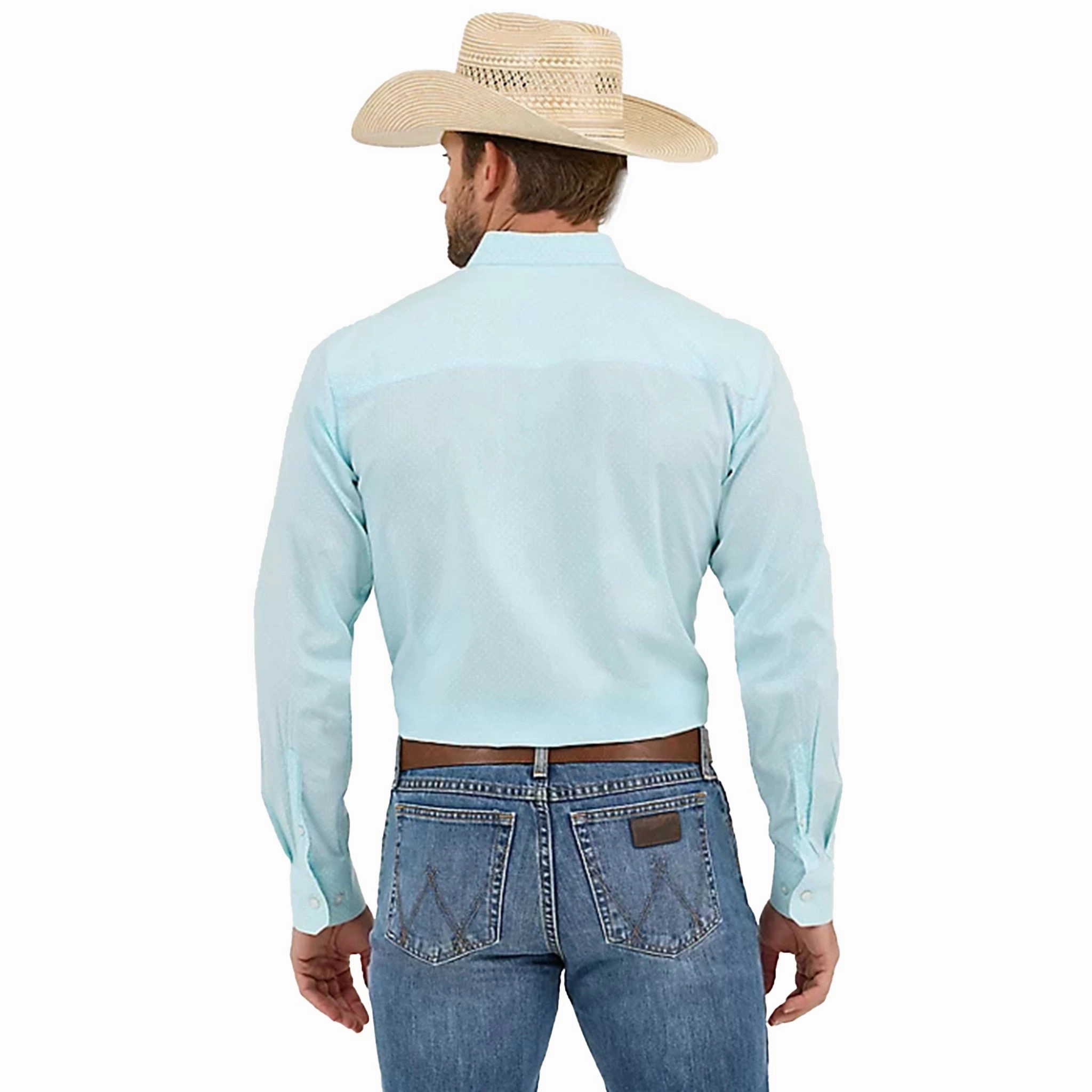 Fall Fashion Wrangler Men's Cody Johnson Aqua Blue Long Sleeve