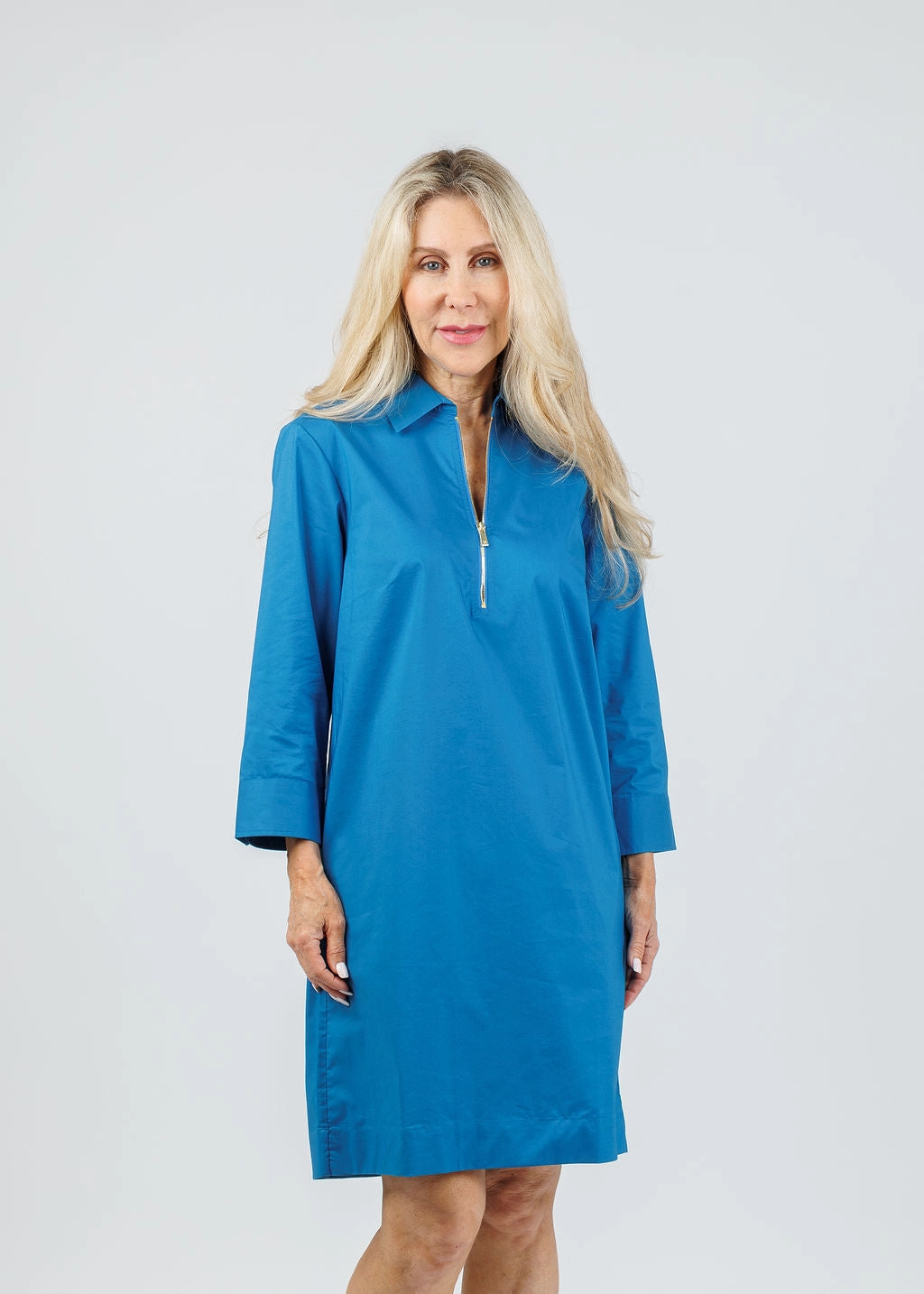 Alessa 3/4 Sleeve Dress - Sapphire Perfect Layering Evening Vibe