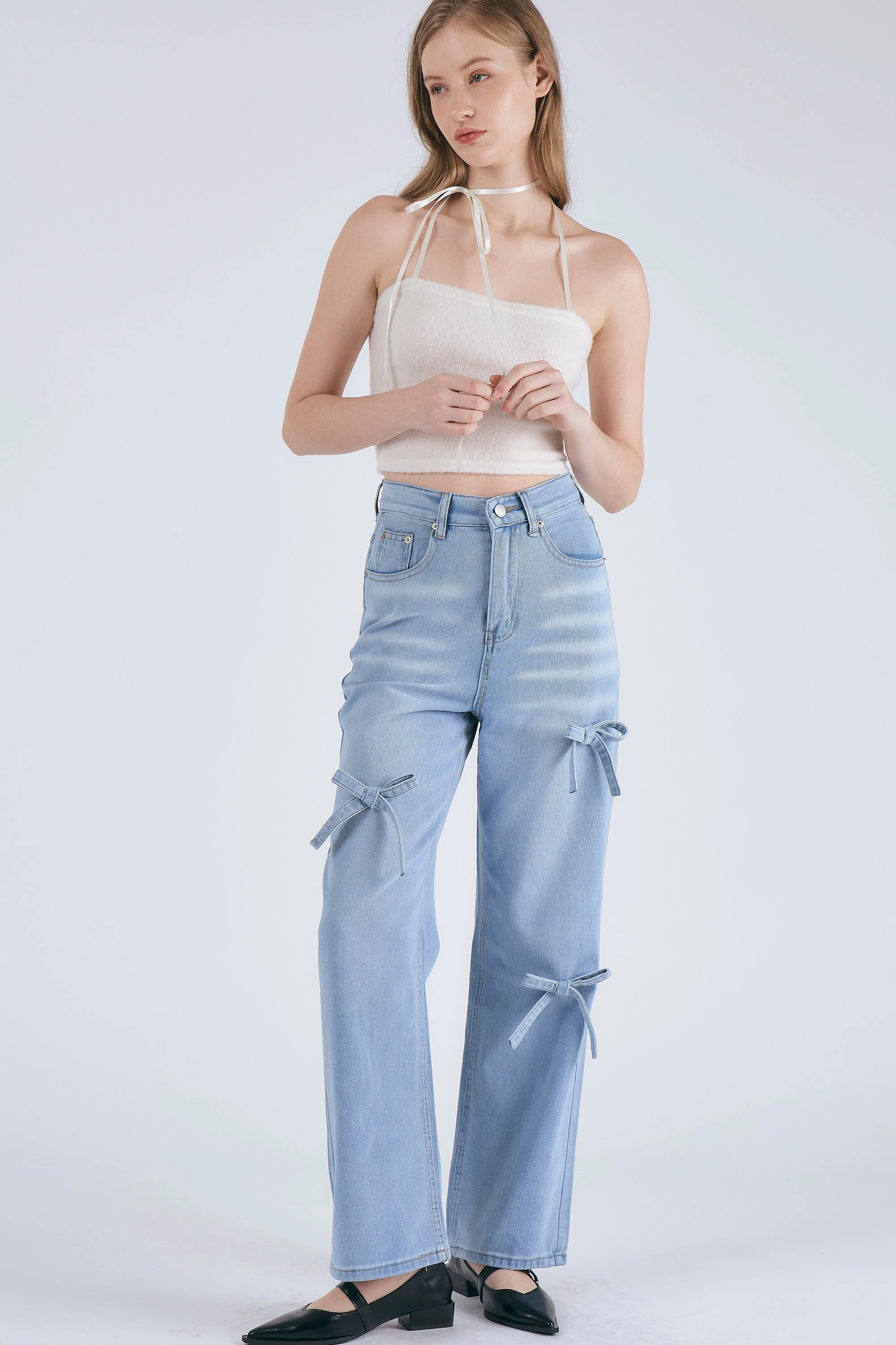 Maisie Bow Detail Jeans Street Casual