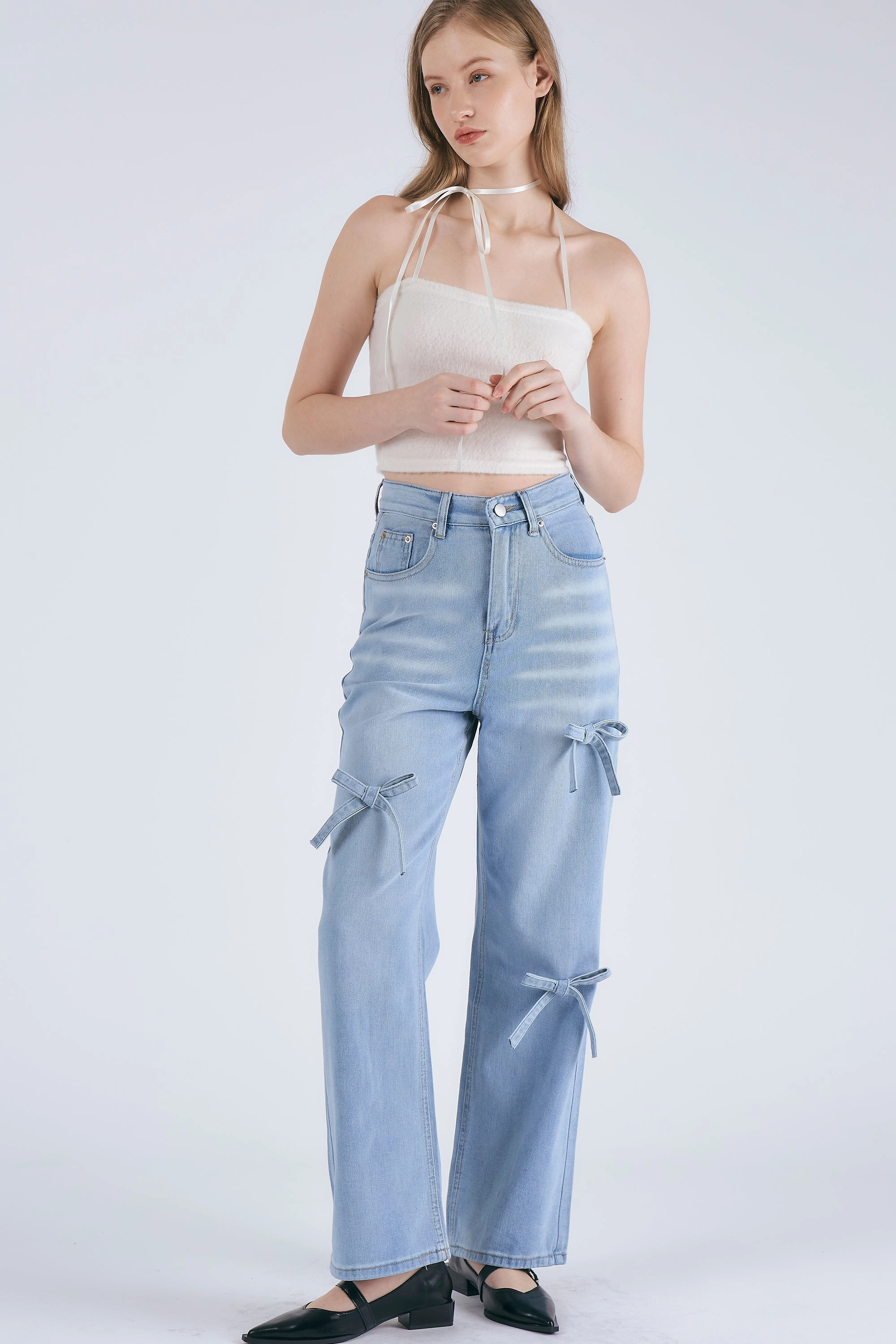 Morning Stroll Streetwear Fan Maisie Bow Detail Jeans