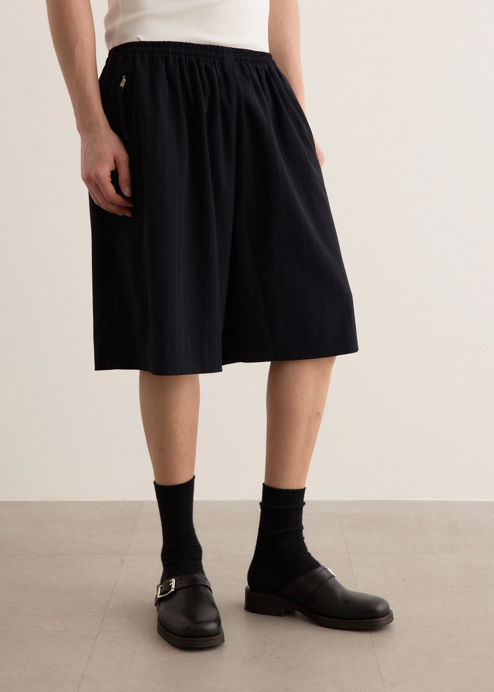 Rubbero Vis Pinstripe Shorts Stylish Fit Rubberized Grip Waistband