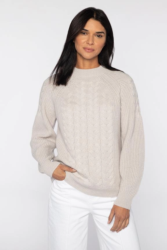 Luxe Cable Crew Simple Knitwear Light Stretch Wear