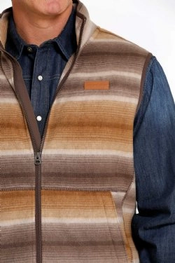 Weekend Chill Style Cinch Men's Multi Brown Fleece Vest