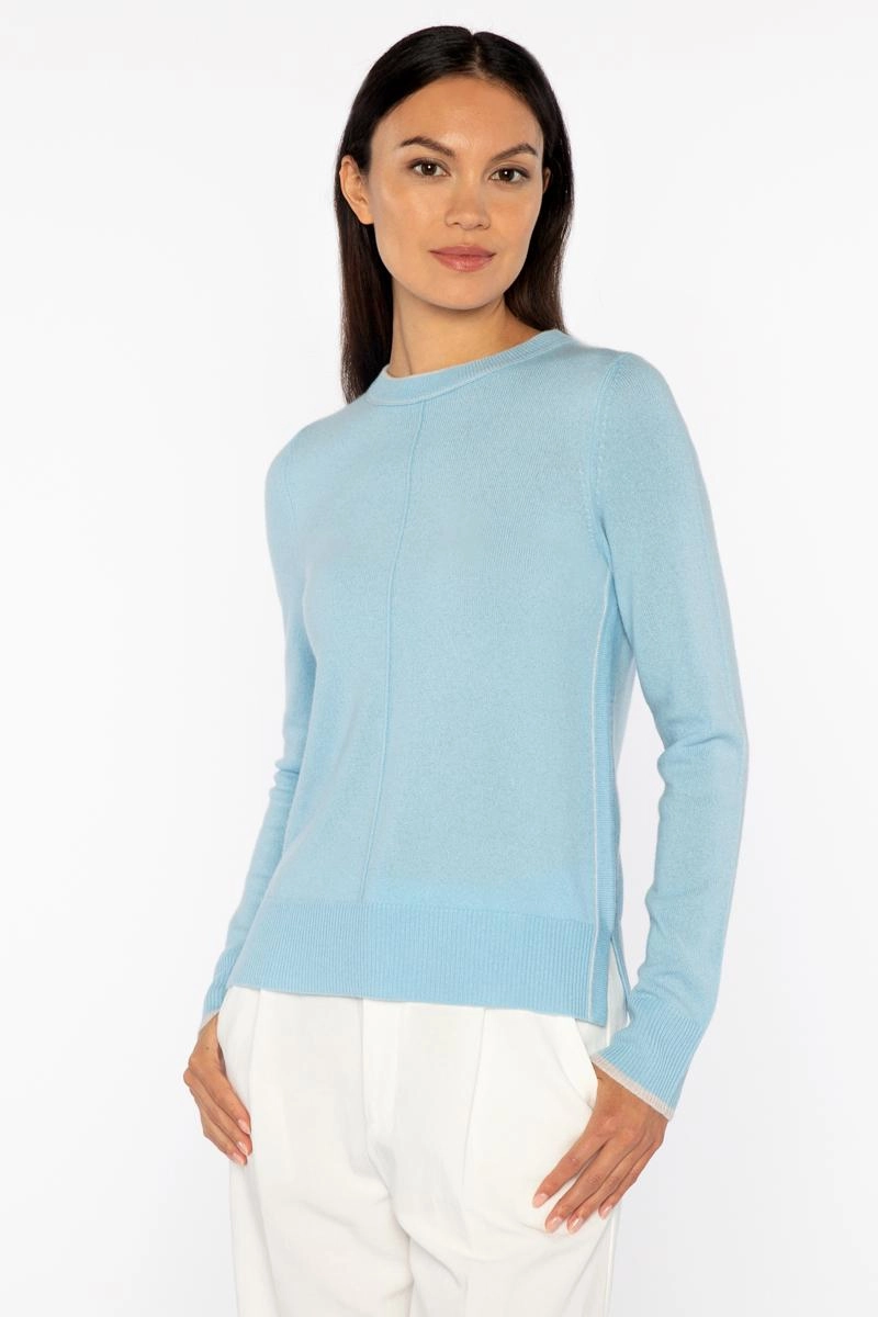 Fashionable Wear Chunky Yarn Tipped Crew Sweater