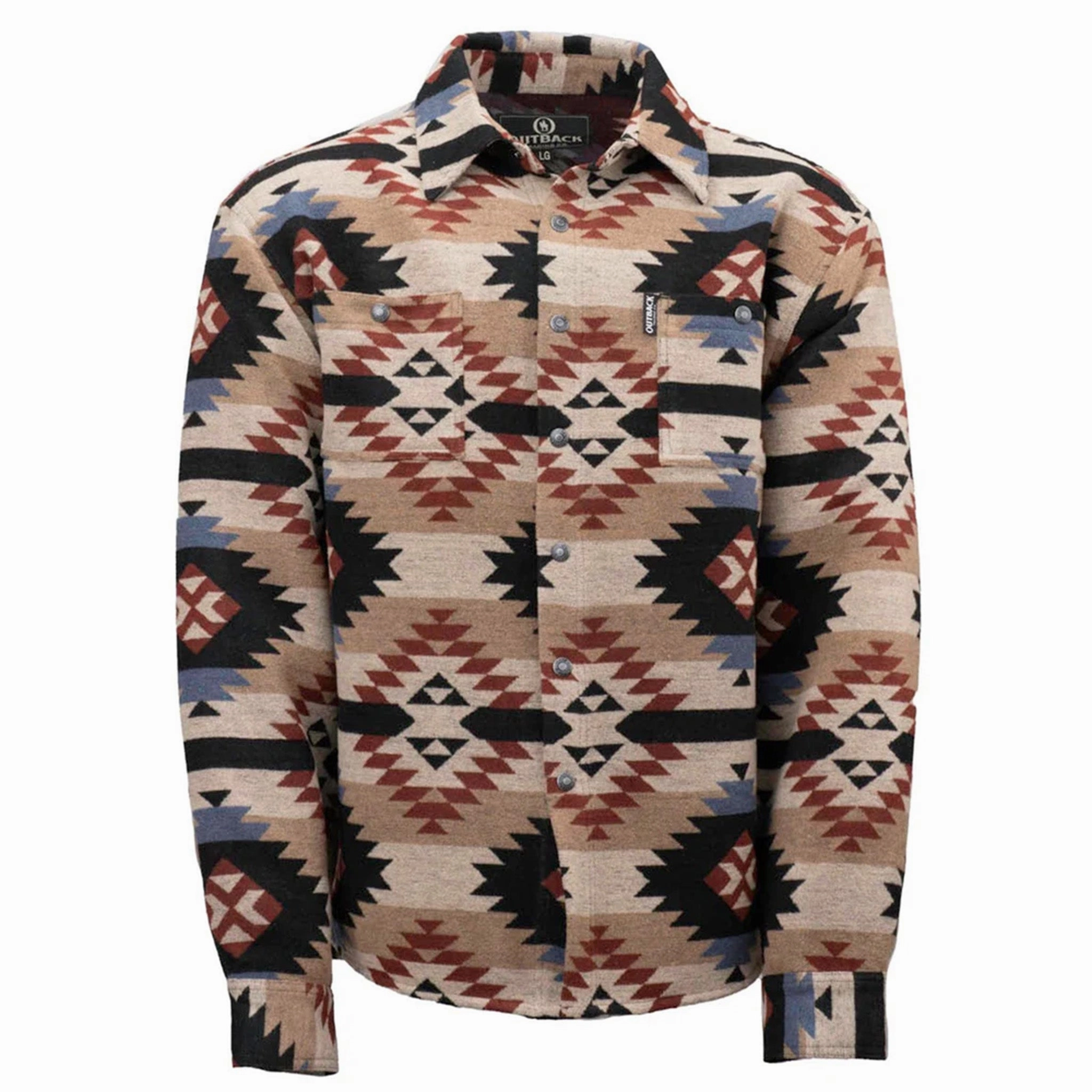 Temperature Regulating Tech Outback Men's Tan and Black Aztec Shirt Jacket