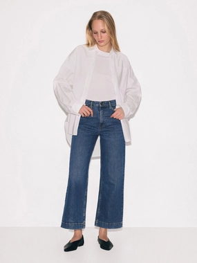 Adjustable Waistbands Tyne Wide Leg Cropped Jean | Vintage Mid Blue Gentle Wear