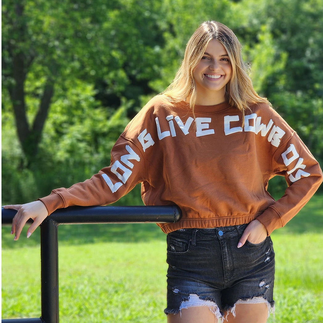Wrangler Rust Long Live Cowboys Crop Sweatshirt ResilientStretch