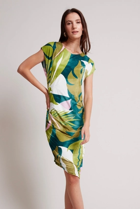 Sophisticated Waist Tammy Bodycon Dress - Green/Pink