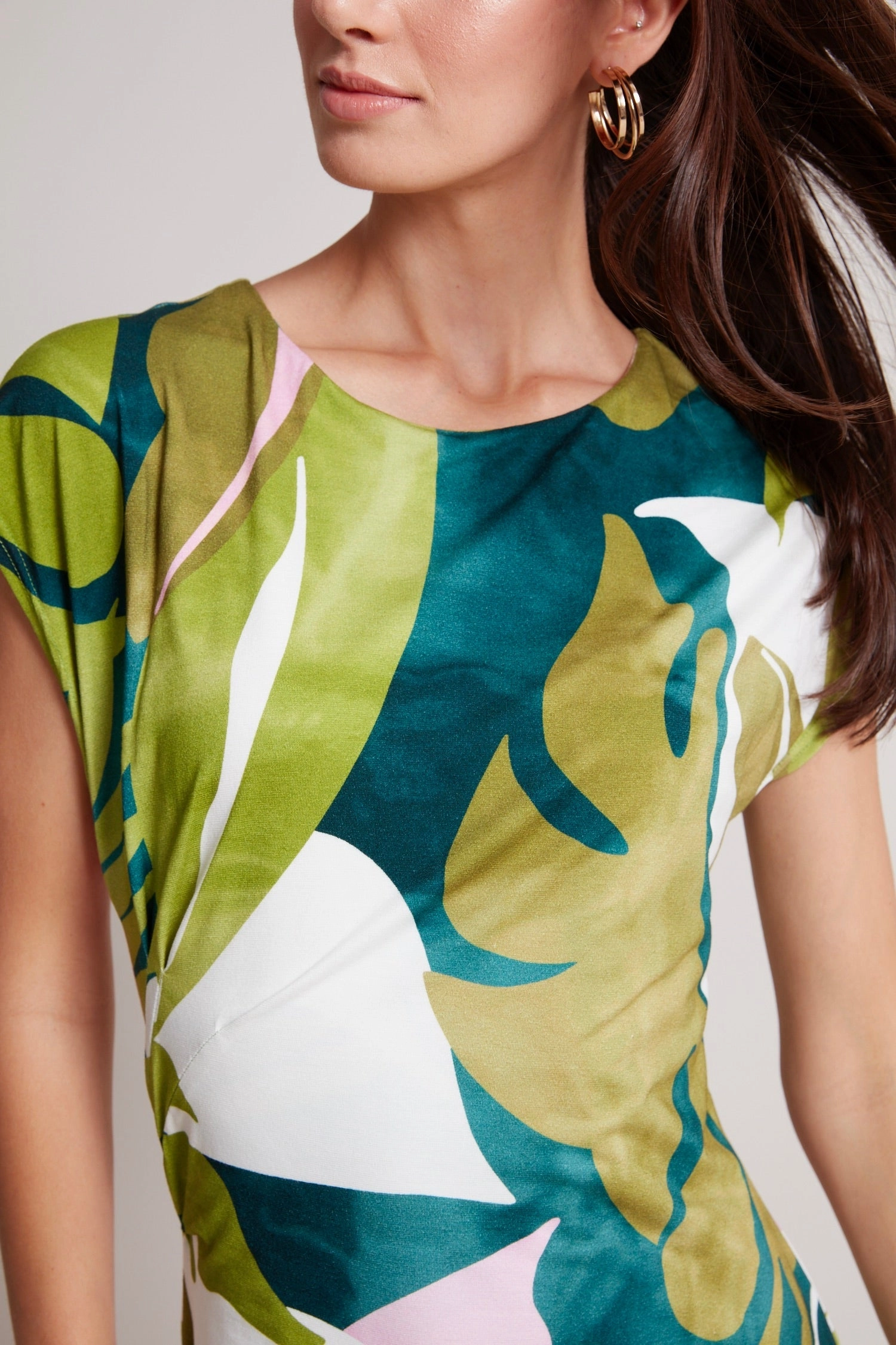 Neutral Aesthetic Tammy Bodycon Dress - Green/Pink