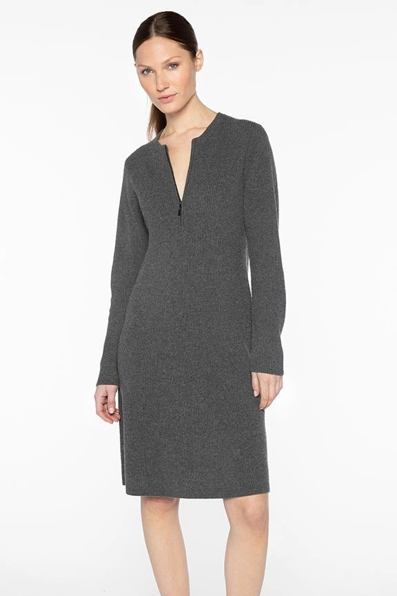 Bold Simplicity Rib Zip Crew Dress