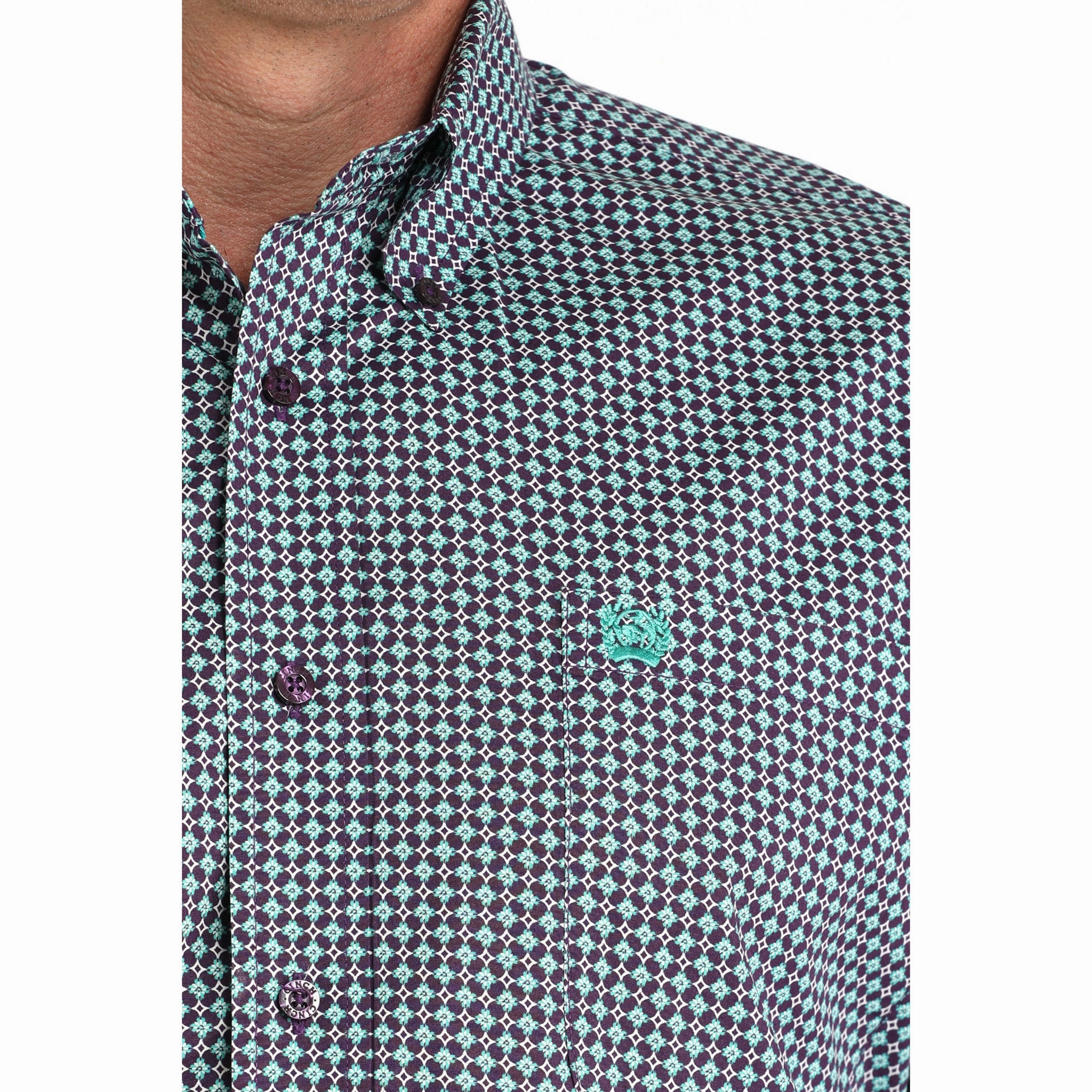 Cinch Men's Purple Geo Print Shirt Matte Look