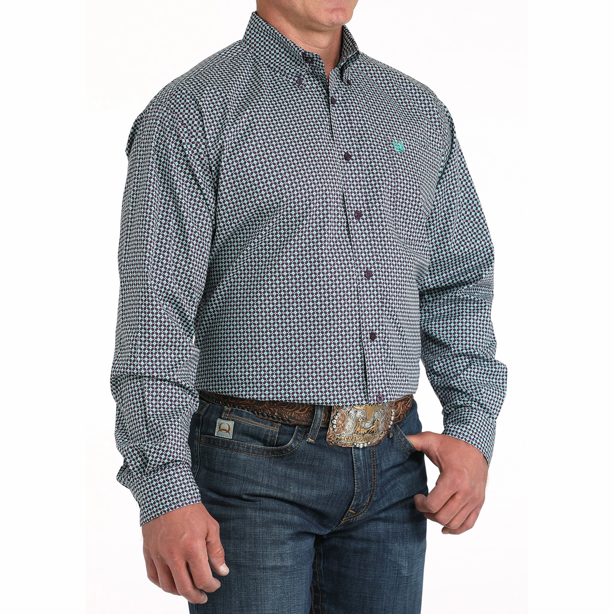 Ergonomic Back Panel shopping spree Cinch Men's Purple Geo Print Shirt