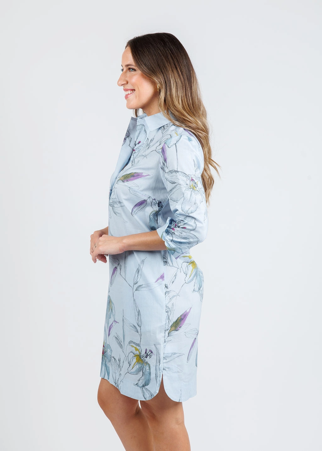 Aileen 3/4 Sleeve Dress - Lily Print Silky-Feel Power Soft