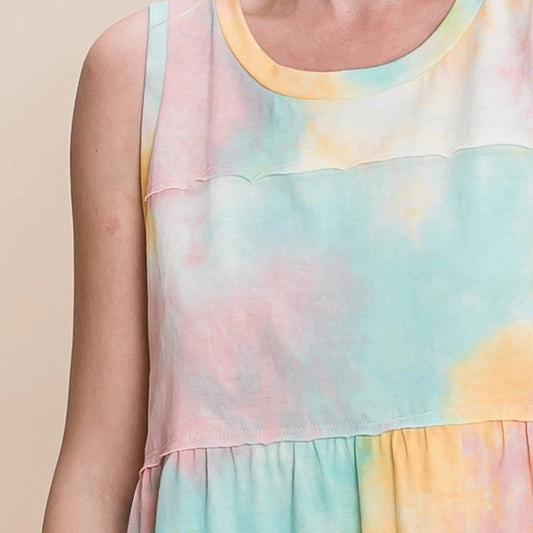 Mango and Pink Tie Dye Tank Easy Wear