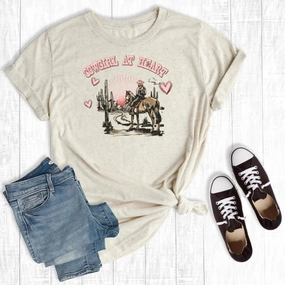 NoiseReduciting Zipper Rebel Rose Cream Cowgirl at Heart Tee