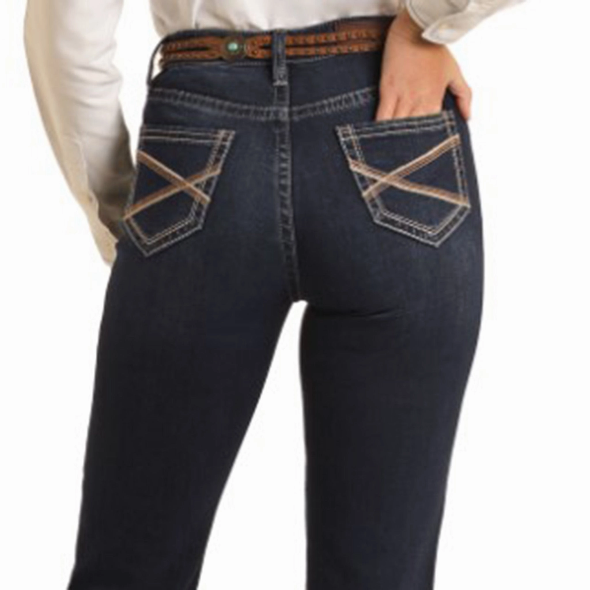 Rock & Roll Women's Rope Stitch Modest Boot Jean Cool Outfit Selvedge Denim