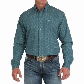 Relaxed Design Cinch Men's Green Geo Print Shirt