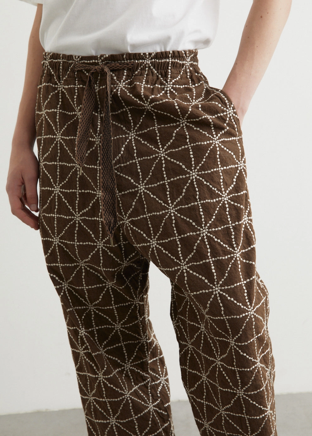 Low Profile Fasteners 8oz Color Denim FOLK-DOJO Embroidery EASY Pants