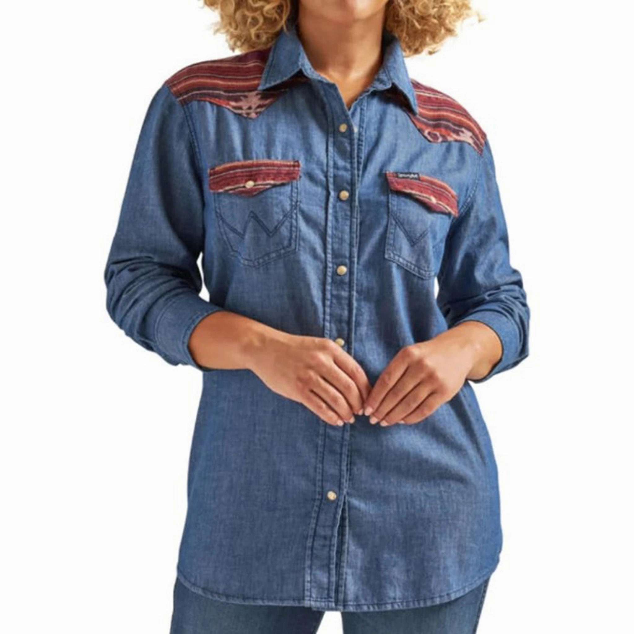 MinimalistSilhouette Wrangler Women's Denim Aztec Shirt