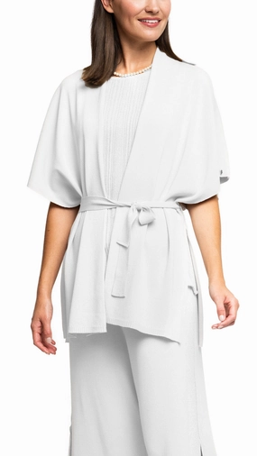 Warm Knit Design Melinda Belted Dropped Shoulder Cardigan; White