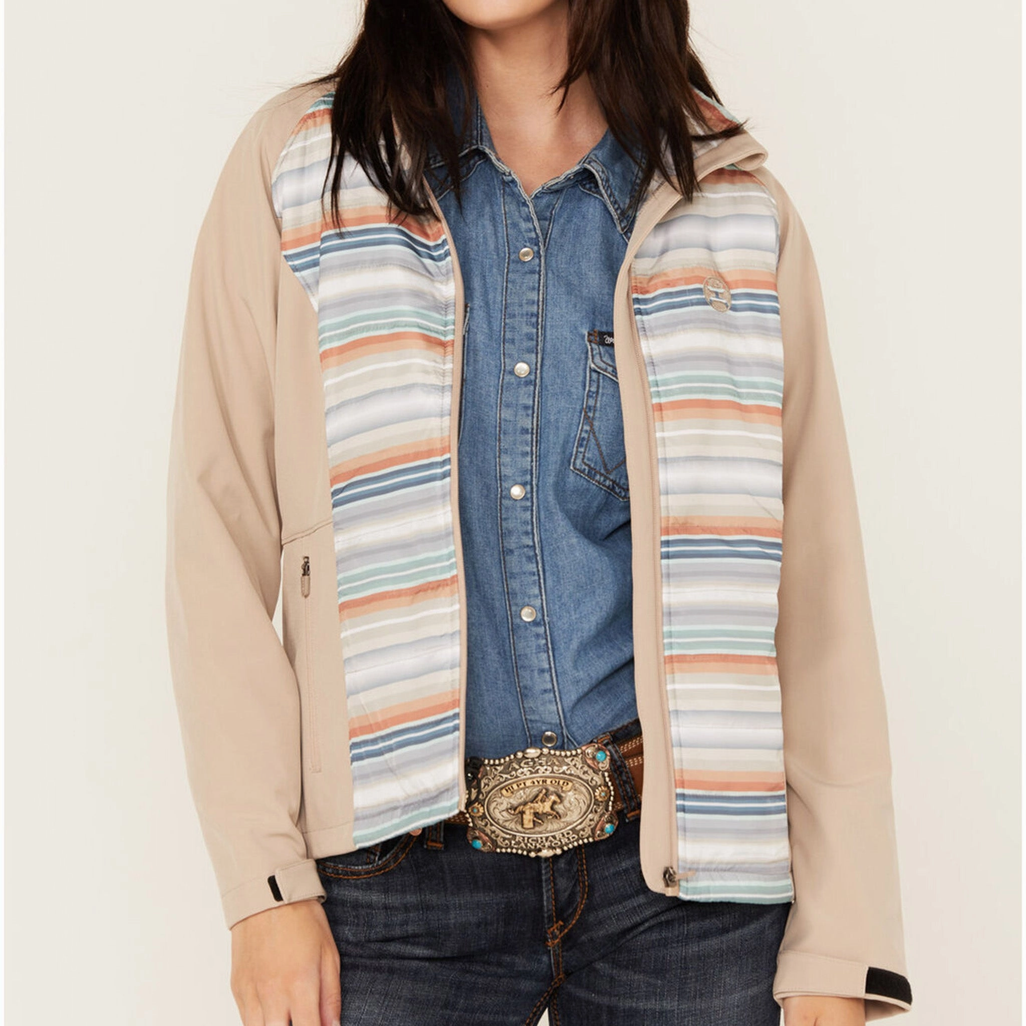 Universal Fit Framework Hooey Women's Tan & Blue Serape Jacket