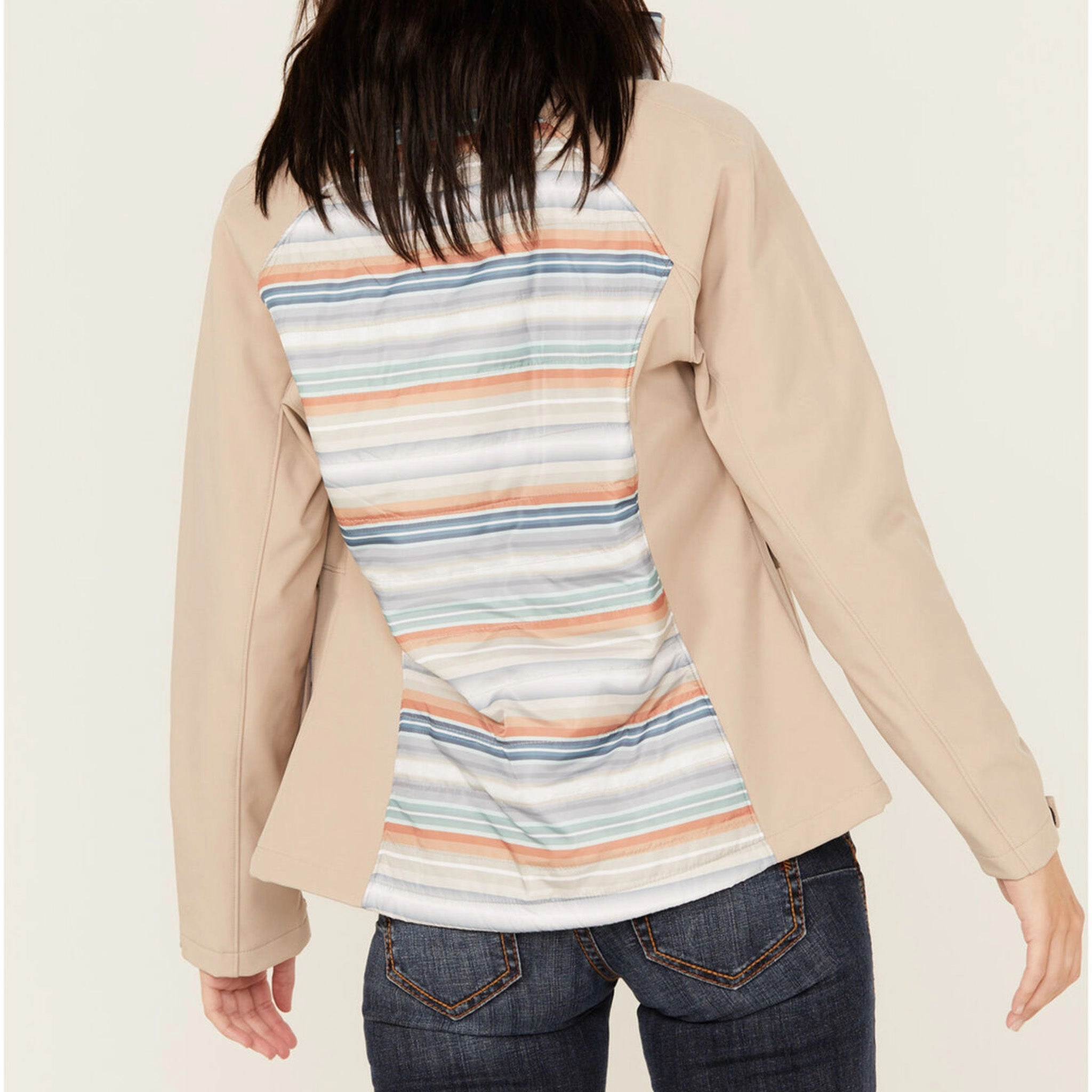 Hooey Women's Tan & Blue Serape Jacket Adjustable Hood Feature