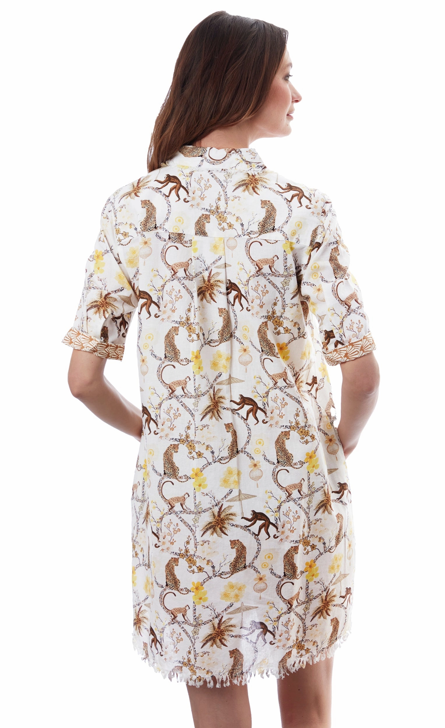 Flattering Shape Look Warm-Layer Chatham Dress - Monkeys Print