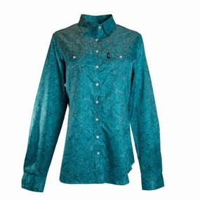 Hooey Women's Teal Floral Sol Competition Shirt High Stretch Fabric
