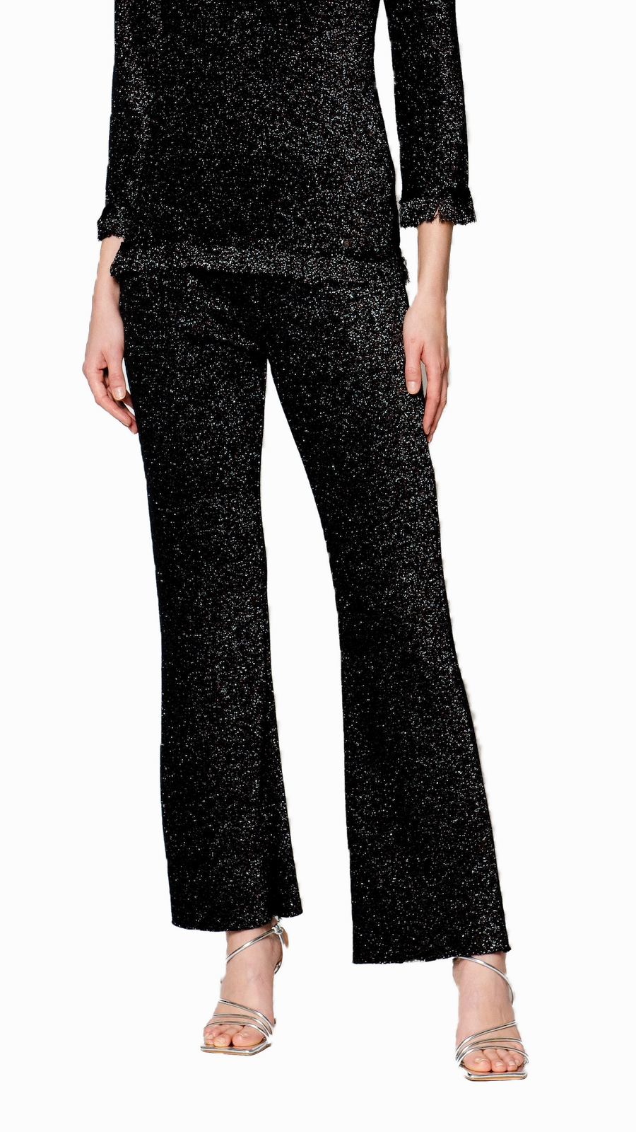 Amanda Boot Leg Shimmery Pants - Black Shimmer Slim wear Yoga Ready