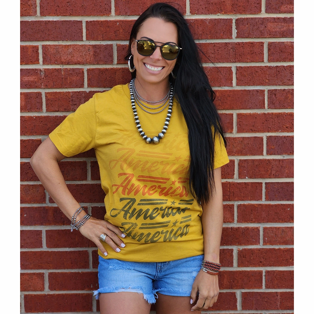 Oversized Silhouette WindproofBarrierTechnology America Mustard Tee