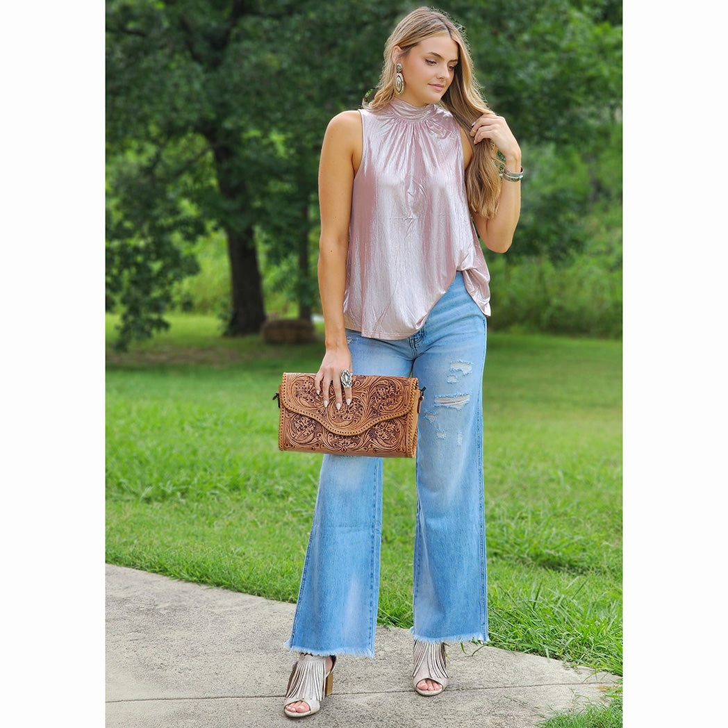 Andree Women's Blush Shimmer Top Modern Design