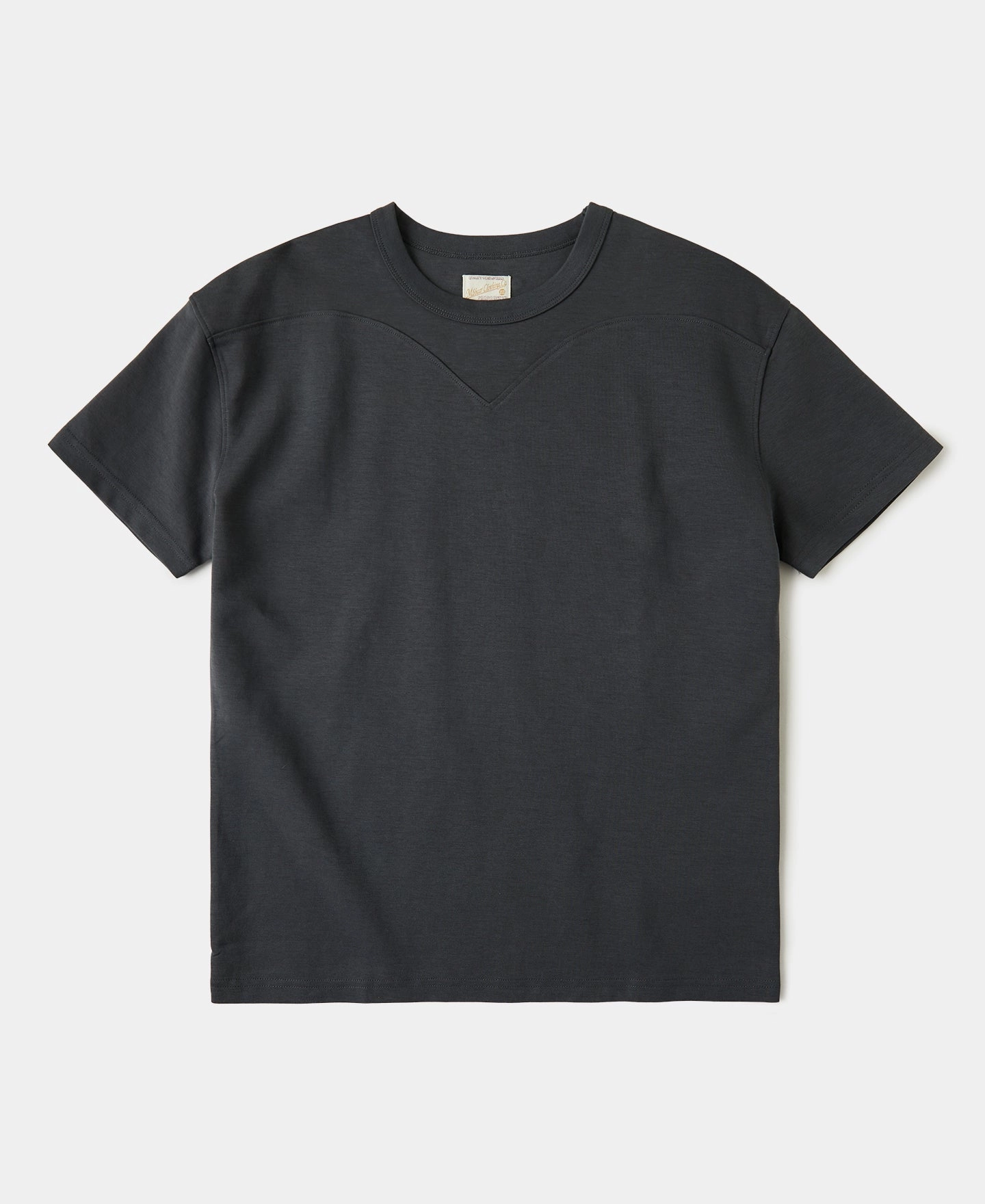 Cotton-Nylon Curved Yoke T-Shirt - Vintage Black Stretch Jersey Knit