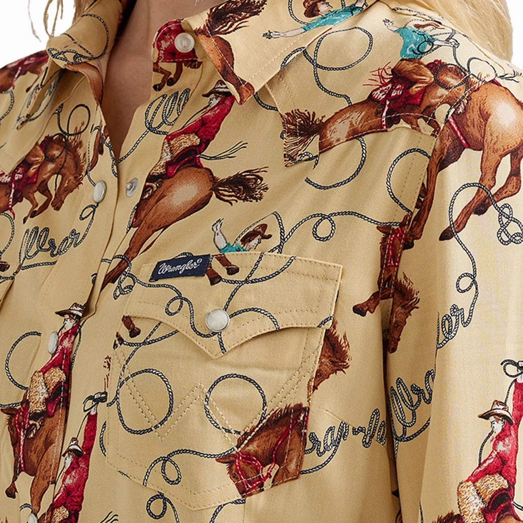 Wrangler Women's Bucking Horse Pearl Snap Long Sleeve WrinkleResistant