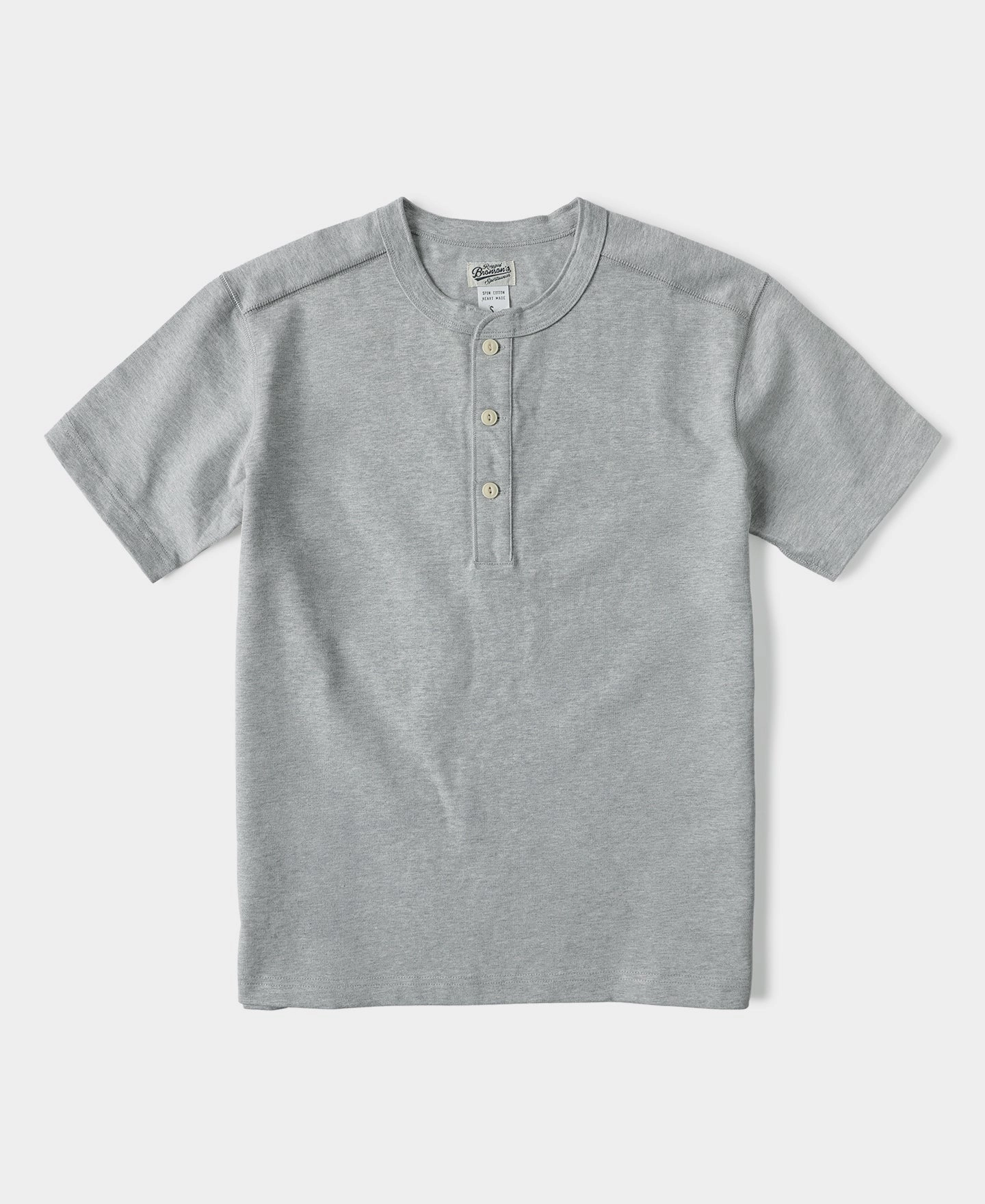 10.6 oz Cotton Short Sleeve Henley T-Shirt - Gray Ethically Sourced Materials Modern Smart