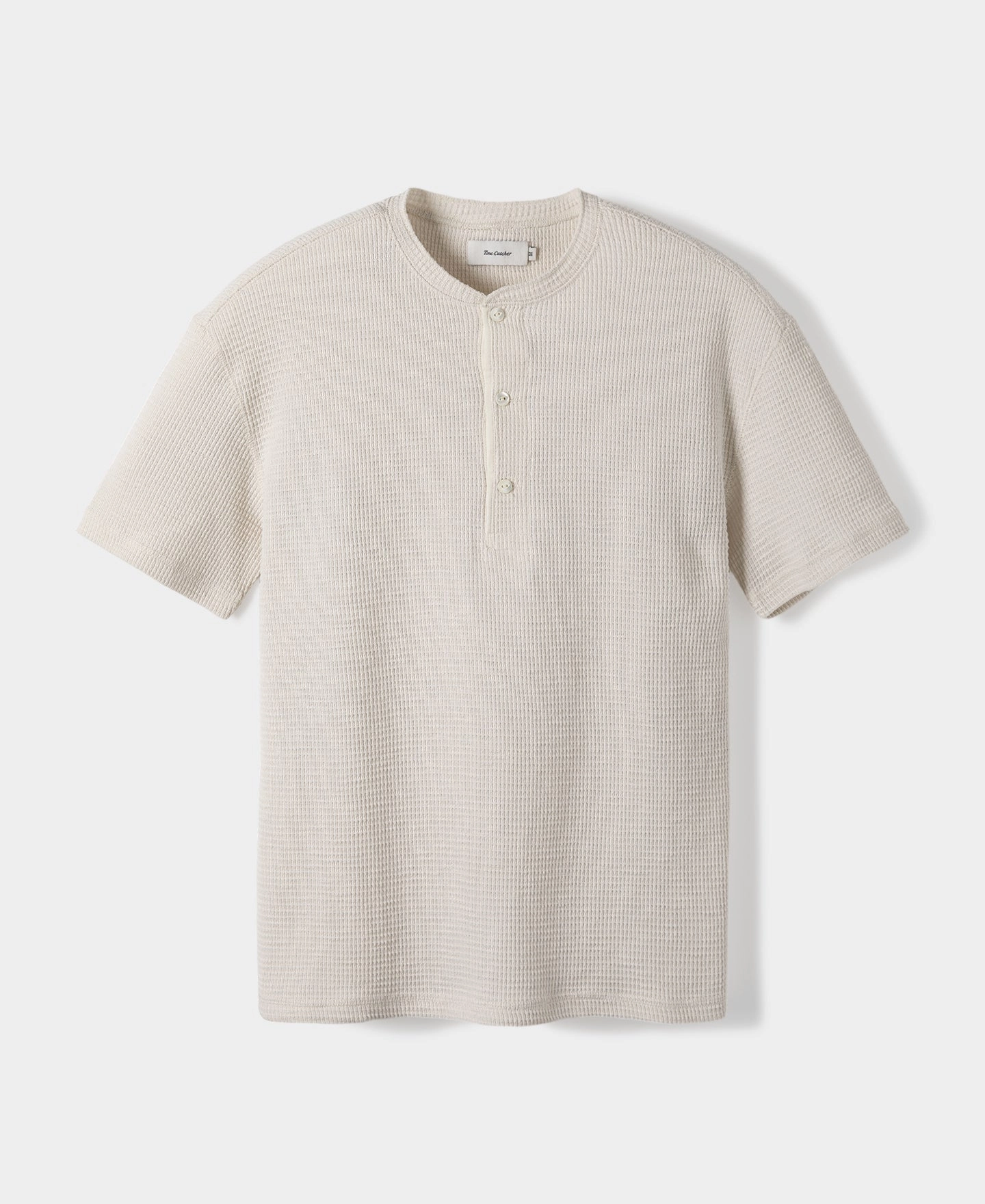Fit For Movement Honeycomb Waffle Knit Henley T-Shirt - Oatmeal